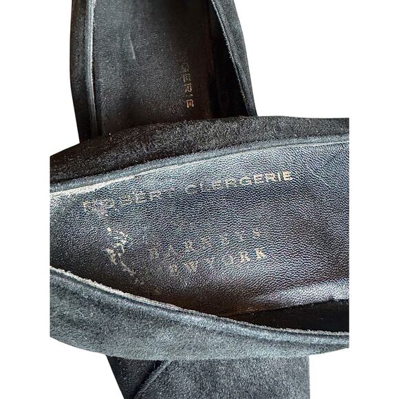 ROBERT CLERGERIE BLACK SUEDE POINTED TOE TRIANGLE HEEL PUMPS - - Picture 4 of 5